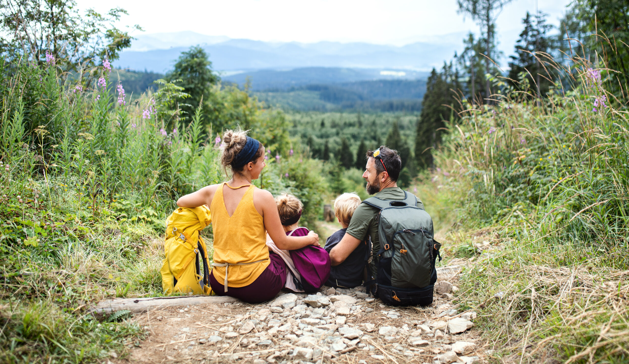 hiking with family