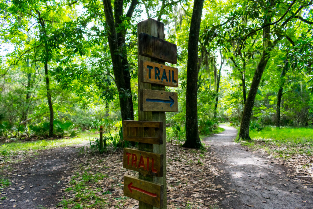 hiking trail with sign